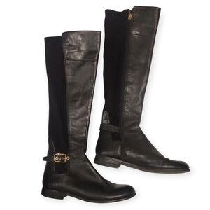 Franco Sarto Genuine Leather Tall black boots With Buckles Size 10